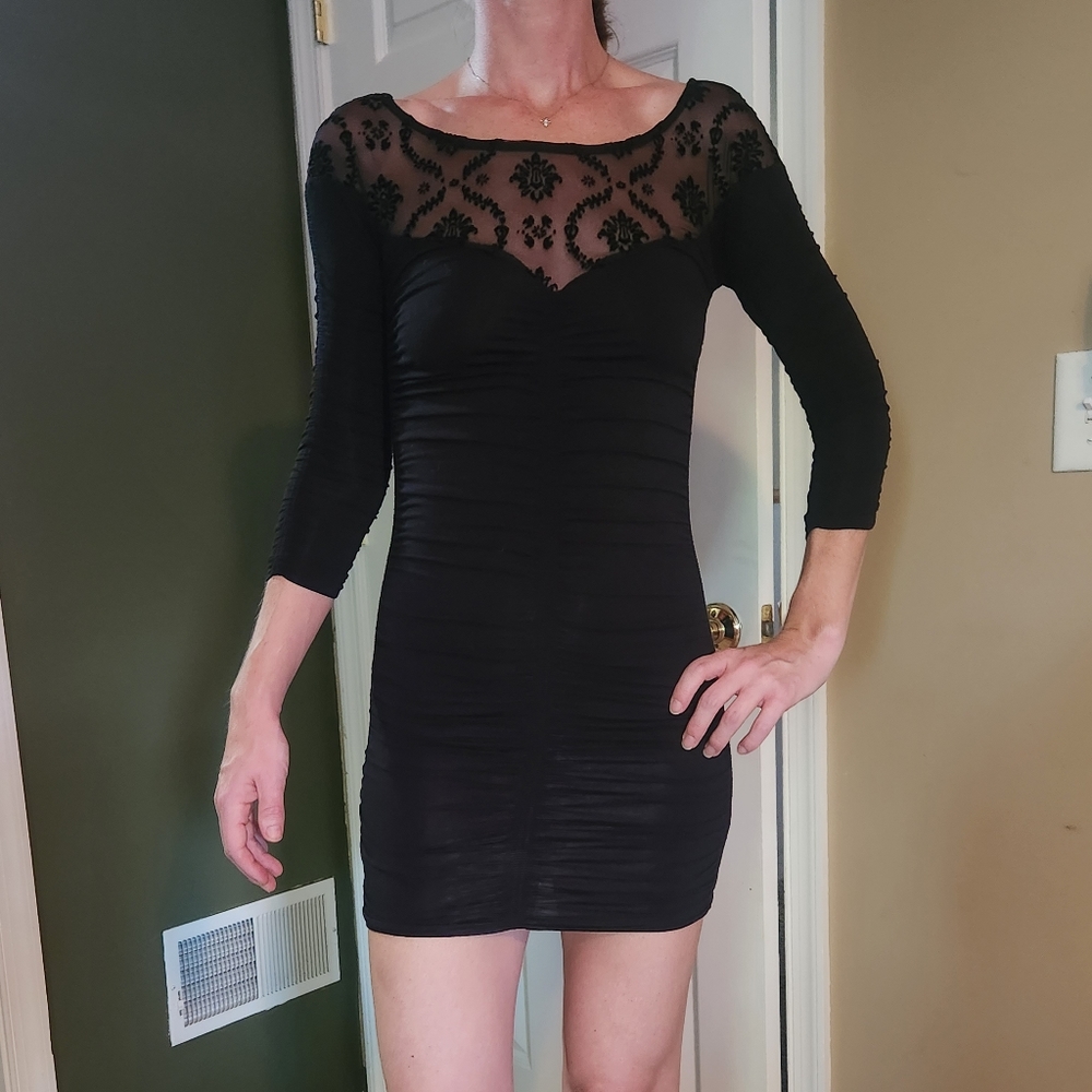 Free people tunic/mini dress black vguc xs